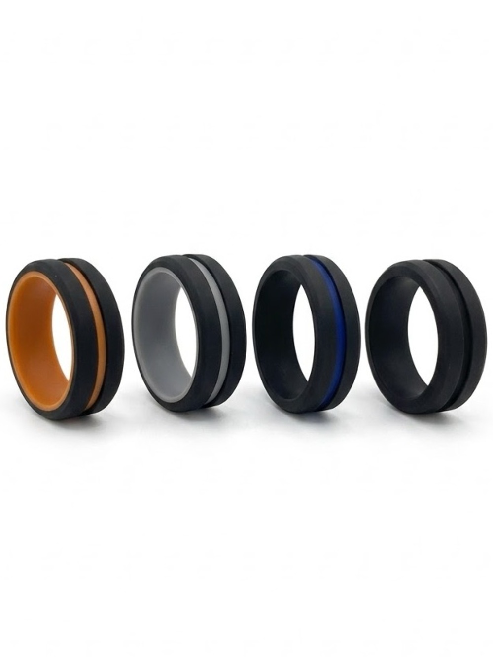 Black Silicone Rings Set of 4 size 11
